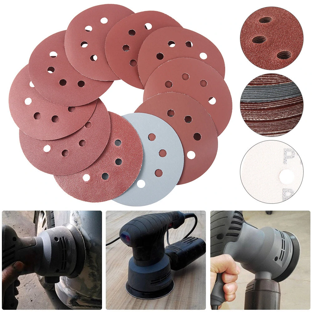 (image for) 50PC 5 Inch 125mm 8 Holes Abrasive Sand Discs 80 180 240 320 400 800 1000 1500 2000 3000 Grit Sanding Papers