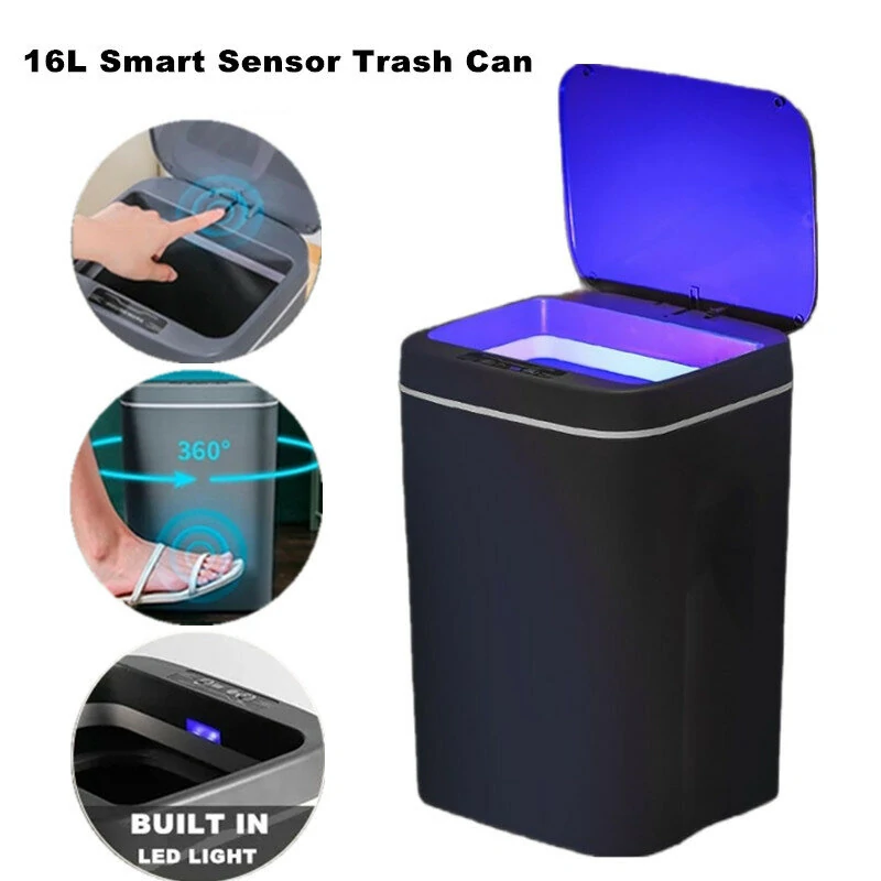 (image for) AGSIVO 16L Smart Induction Touchless Trash Can Waste Bin With Motion Sensor and Rechargeable Battery For Kitchen Bedroom Bathroom Office