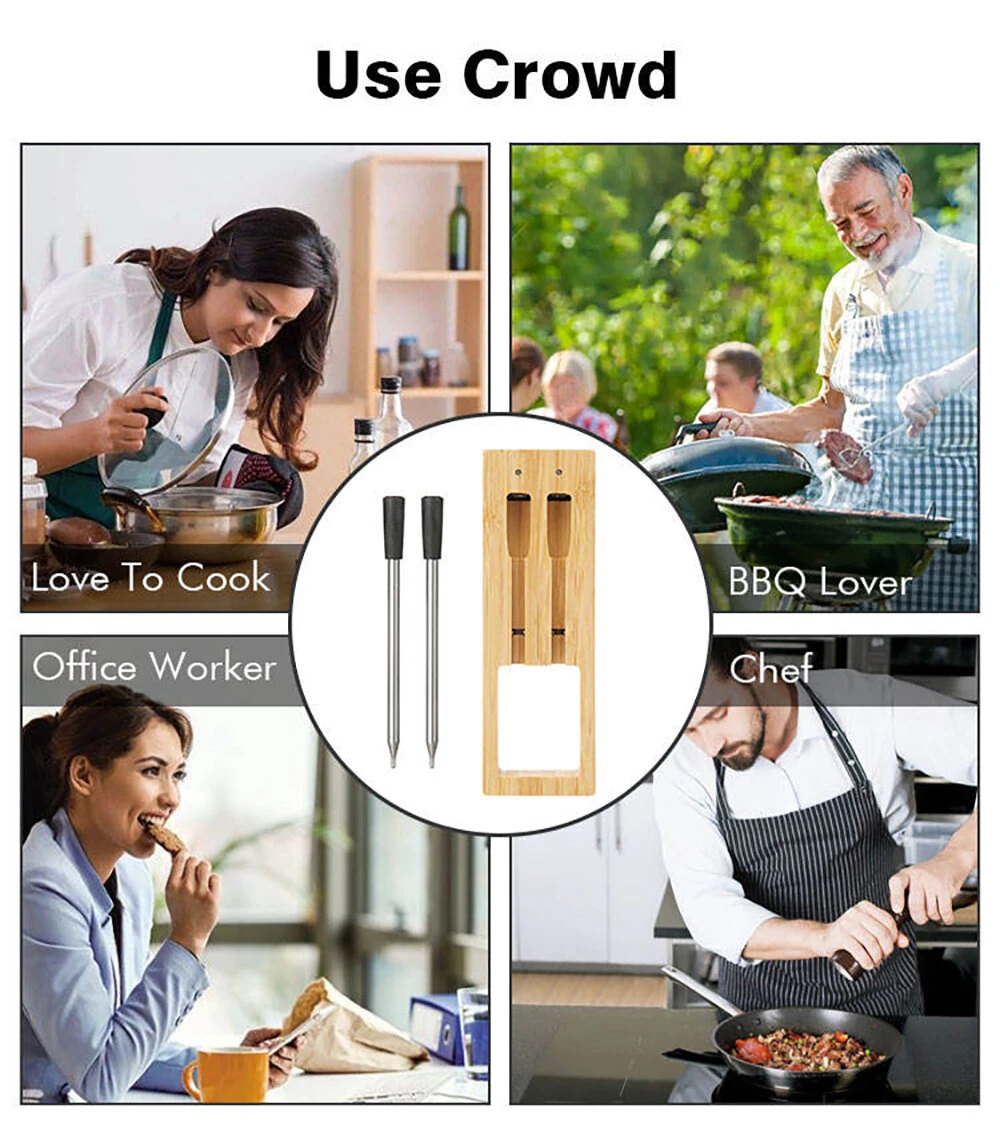 (image for) BBQ Probe Wireless Bluetooth BBQ Thermometer Kitchen Food Barbecue Thermometer Smart Cooking Thermometer 165ft Remote Meat Food Thermometer Instant Read