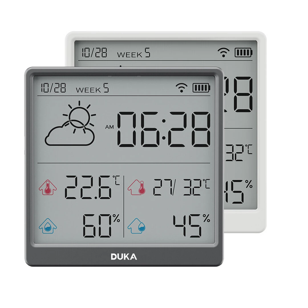 (image for) DUKA LCD Wireless Smart Home WIFI Temperature and Humidity Weather Sensor Rechargeable Indoor Clock Hygrometer Mini Digital Thermometer